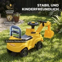 AIYAPLAY Sitzbagger Kinder Aufsitzbagger mit Schaufel Lenkrad Kinderbagger mit Hupe, Stauraum unter dem Sitz für 1-3 Jahre(m-7)