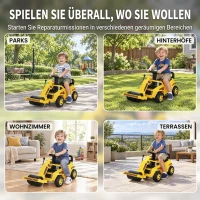 AIYAPLAY Sitzbagger Aufsitzbagger mit Schaufel Lenkrad Kinderbagger mit anhebbarer Frontwalze, Hupe, Stauraum unter dem Sitz(m-7)