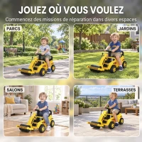 AIYAPLAY Porteur Enfant Rouleau Compresseur, Rouleau avant Relevable, Volant, Klaxon, Rangement sous Siège, 95x29x41cm, Jaune(m-7)