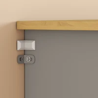 HOMCOM Voorraadkast met open werkblad en kabeldoorvoer, keukenbuffet met glazen deuren, grijs, 180 cm(m-13)