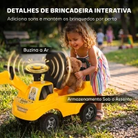 AIYAPLAY Escavadora sem Pedais para Crianças 1-3 Anos com Buzina de Ar Braço Escavador e Arrumação 15 kg Amarelo(m-6)