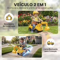 AIYAPLAY Escavadora sem Pedais para Crianças 1-3 Anos com Buzina de Ar Braço Escavador e Arrumação 15 kg Amarelo(m-4)