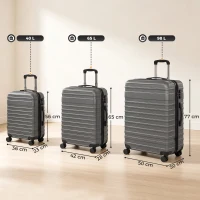 HOMCOM Kofferset, ineinander verstaubare Reisekoffer mit TSA-Schloss und 360° Rollen, 20/24/28 Zoll in Dunkelgrau(m-3)