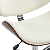 Vinsetto Chaise de Bureau Design Vintage, Hauteur Réglable, Pivotant 360°, Revêtement Synthétique, 53x53x87cm, Crème(m-10)