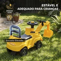 AIYAPLAY Escavadora sem Pedais para Crianças 1-3 Anos com Buzina de Ar Braço Escavador e Arrumação 15 kg Amarelo(m-7)