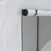 Outsunny Serre de Jardin PE avec Étagères 2 Niveaux, Bâche Renforcée 140 g/m², Porte Zippée Enroulable, 143x73x195cm, Blanc(m-14)