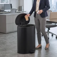 HOMCOM 40 L keuken-pedaalemmer met soft-close, open-blijfstand, uitneembare binnenemmer en RVS behuizing, zwart(m-8)