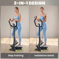 HOMCOM Twister Stepper, Step Machine w/ Resistance Bands, LCD Display and Handlebar, Steppers for Exercise Workout Home Gym Office(m-4)