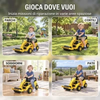 AIYAPLAY Ruspa Cavalcabile per Bambini 1-4 Anni con Rullo Compressore Sollevabile, Clacson e Vano Sotto Sedile, Giallo(m-6)