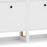 HOMCOM Schoenenkast met 4 klepvakken, verstelbare scheidingswanden, open plank en bovenblad, wit(m-12)