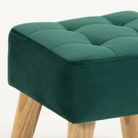 HOMCOM Repose-Pied Salon, Ottoman, Siège Rembourré en Tissu avec Pieds en Bois, 27 x 27 x 26 cm, Vert Foncé(m-10)