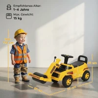 AIYAPLAY Sitzbagger Aufsitzbagger mit Schaufel Lenkrad Kinderbagger mit anhebbarer Frontwalze, Hupe, Stauraum unter dem Sitz(m-3)