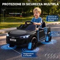 AIYAPLAY Macchina Elettrica per Bambini 12V Audi A5L con Telecomando, Batteria al Litio, 2 Motori, Telecomando, Nero(m-7)