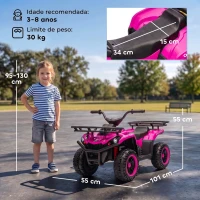 AIYAPLAY Quad Elétrico Infantil 12V com 2 Motores, Bateria de Lítio, 2 Cestos e MP3, Rosa, 3-8 Anos(m-21)