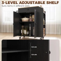 HOMCOM Rolling Kitchen Island with 3-Tier Spice Rack, Kitchen Storage Cart with Drawer and Towel Rack, Black(m-5)