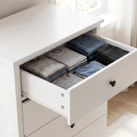 HOMCOM Ladekast met 5 lades, met zwarte grepen, voor slaapkamer en woonkamer, 50 x 35 x 90 cm, wit(m-11)