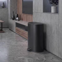 HOMCOM 40 L keuken-pedaalemmer met soft-close, open-blijfstand, uitneembare binnenemmer en RVS behuizing, zwart(m-9)
