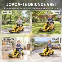 AIYAPLAY Compactor Rutier de Călărit pentru Copii 1-4 Ani, cu Rolă Reglabilă, Claxon și Spațiu sub Scaun, Galben(m-7)