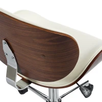 Vinsetto Chaise de Bureau Design Vintage, Hauteur Réglable, Pivotant 360°, Revêtement Synthétique, 53x53x87cm, Crème(m-13)