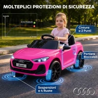 AIYAPLAY Macchina Elettrica per Bambini 12V Audi A5L con Telecomando, Batteria al Litio, 2 Motori, Telecomando, Rosa(m-7)
