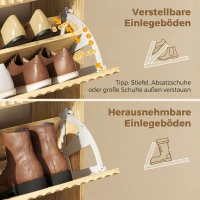 HOMCOM Smalle schoenenkast met klepdesign en 3 vakken, lichtbruin(m-6)