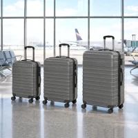 HOMCOM Kofferset, in elkaar opbergbare reiskoffers met TSA-slot en 360°-wielen, 20/24/28 inch, donkergrijs(m-2)