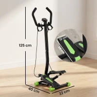 HOMCOM Stepper Sidestepper mit Haltegriff Trainingsbänder Hydraulischer Widerstand Heimtrainer LCD Display rutschfesten Pedale für Zuhause Büro(m-3)