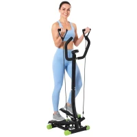 HOMCOM Twister Stepper, Step Machine w/ Resistance Bands, LCD Display and Handlebar, Steppers for Exercise Workout Home Gym Office(m-1)