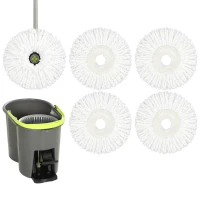 HOMCOM Juego de Fregona y Cubo con Escurridor 2 Compartimentos Cubo de 20 L 5 Mopas Microfibra Uso Seco y Húmedo Gris Oscuro(m-11)