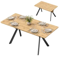 HOMCOM Mesa de Comedor Extensible 4-6 Personas Mesa de Cocina 130-170x80x76 cm Roble y Negro(m-11)