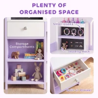AIYAPLAY Kids Vanity Set, Kids Dressing Table with Stool, 2-Colour Lights Mirror, Pretend Dresser Gift for Ages 3-8, Purple(m-5)