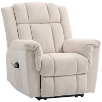 HOMCOM Cadeirão Relax Reclinável com 8 Pontos de Massagem e Calor Lombar, com Apoio para os Pés, Encosto Largo e Bolso Lateral, Bege(m-1)