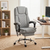 HOMCOM Office Chair with 6-Point Vibration Massage and Heat, Executive Computer Desk Chair with High Back, Reclining, Grey(m-2)
