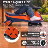 AIYAPLAY 12V Electric Wiggle Car, 2-In-1 Kids Ride On Toy with 2 Speeds, Soft Start, PU Wheels, RGB Lights, Up to 60 kg, Orange(m-6)