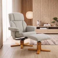 HOMCOM Fauteuil relax avec repose-pied, fauteuil de relaxation, dossier inclinable, assise rembourrée, 79x80x104cm, crème(m-10)