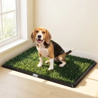 PawHut Hondentoilet 76 x 50,5 cm met kunstgras, wasbaar puppytoilet voor balkon en binnen, zwart + groen(m-9)
