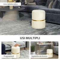 HOMCOM Pouf Contenitore 120 kg max per Soggiorno, Ingresso e Camera, in Poliestere, 36x36x44 cm, Beige(m-6)