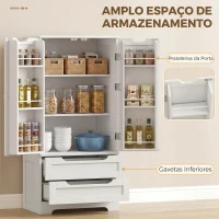 HOMCOM Armário Despenseiro de Cozinha com Prateleiras nas Portas e 2 Gavetas Móvel Auxiliar 58x38x120 cm Branco(m-4)