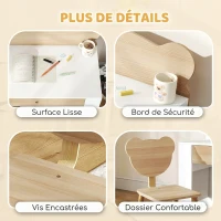 AIYAPLAY Bureau enfant avec chaise, table enfant et chaise avec tiroir et large plateau, 80 x 41 x 74,5 cm, bois naturel(m-6)