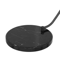 HOMCOM Lampadaire en C, Lampe Sur Pied Salon 178H cm, Abat‑Jour Réfléchissant, Interrupteur au Pied, Base en Marbre, Noir(m-13)