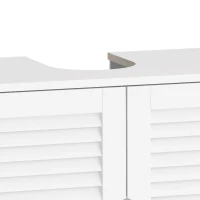 HOMCOM Under Sink Bathroom Cabinet Adjustable Shelf Under Sink Cabinet 2 Louvered Doors, White(m-11)