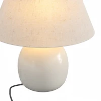 HOMCOM Tafellamp, vintage nachtlamp met keramische voet, linnen kap en E27-fitting(m-12)