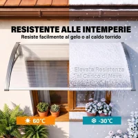 Outsunny Tettoia Moderna in Policarbonato, Alluminio e PP per Balconi, Finestre e Porte, 110x60x18 cm(m-6)