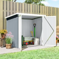 Outsunny Metall Gerätehaus 1,1 m², Geräteschuppen mit Pultdach Abschließbarer Doppeltüren, 147 x 86 x 134 cm(m-7)