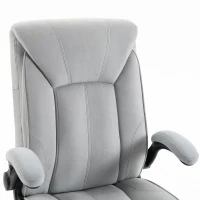 HOMCOM Chaise Bureau Ergonomique en Tissu Flanelle, Hauteur Réglable, Bascule, Accoudoirs Relevables, 66x77x122cm, Gris Clair(m-12)