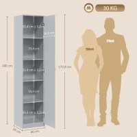 HOMCOM Küchenschrank, 5-Ebenen-Aufbewahrungsschrank, verstellbare Regale, für Wohnzimmer, Küche, Vorratskammer, Holz, Grau(m-3)