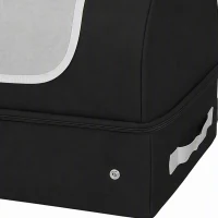 PawHut Bac à Litière Pliable Litière Voyage Chat Portable Couvercle Zippé Oxford 600D Imperméable Anti-Fuite 43x33x34cm Noir(m-9)
