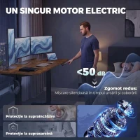 HOMCOM Birou Electric Reglabil pe Înălțime, Maro Rustic(m-7)