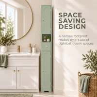 HOMCOM 185 cm Tall Bathroom Cabinet with Arched Doors - Light Green(m-5)