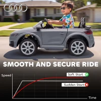AIYAPLAY 12V Audi TT RS Licensed Electric Car, Electric Ride On Toy with Remote Control, Dual Motors, 4-Wheel Suspension, Grey(m-6)